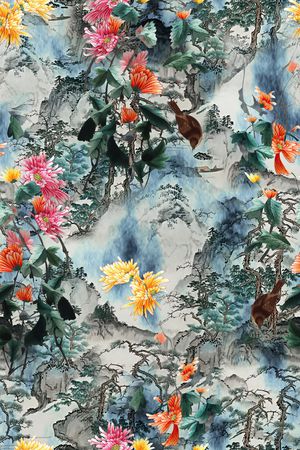 花鸟印花华亿平台图片