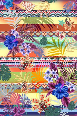 民族花卉印花华亿平台图片