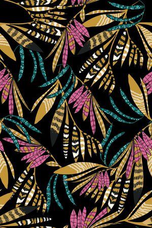 黑底花卉印花华亿平台图片