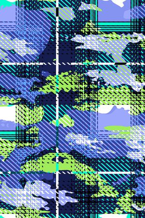 格子迷彩组合印花华亿平台图片