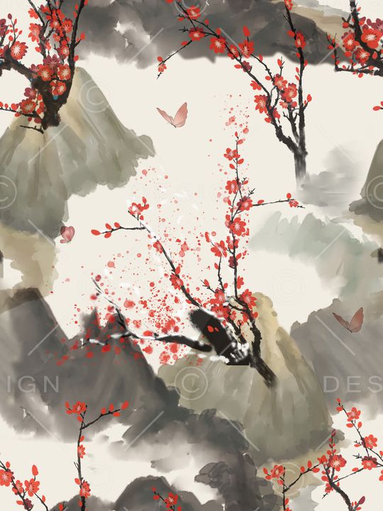 抽象花卉印花华亿平台图片