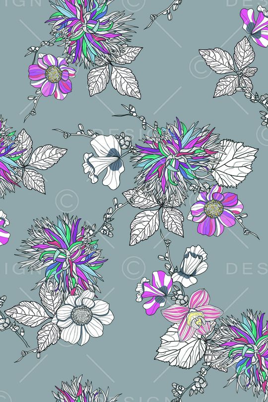 抽象花卉印花华亿平台图片