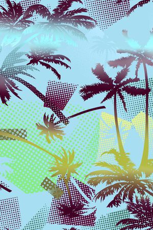 椰子树印花华亿平台图片