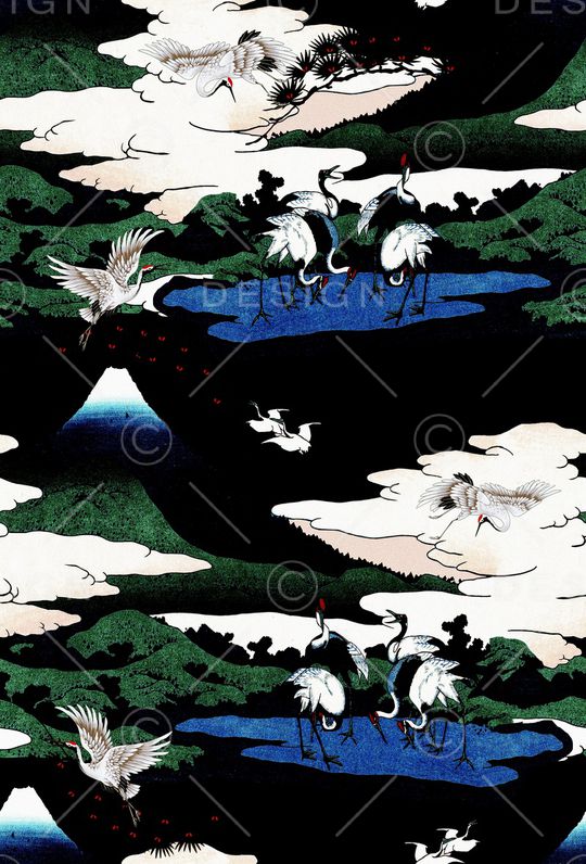 仙鹤印花华亿平台图片