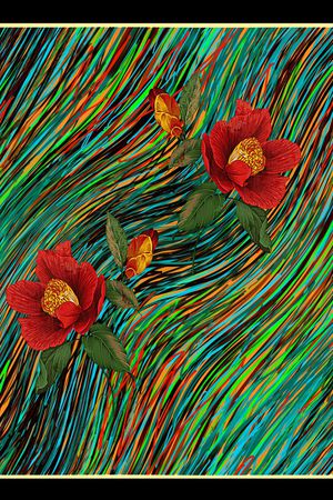 抽象花卉印花华亿平台图片