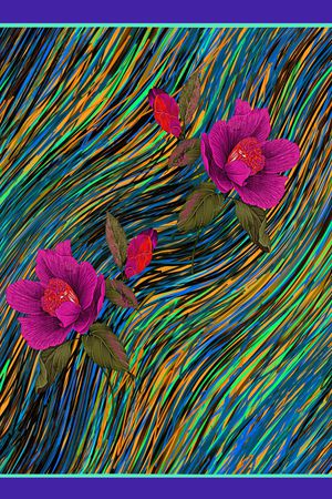 抽象花卉印花华亿平台图片