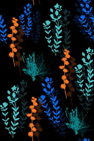 黑底花卉印花华亿平台图片