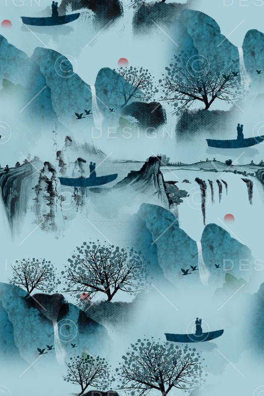 中国风印花华亿平台图片