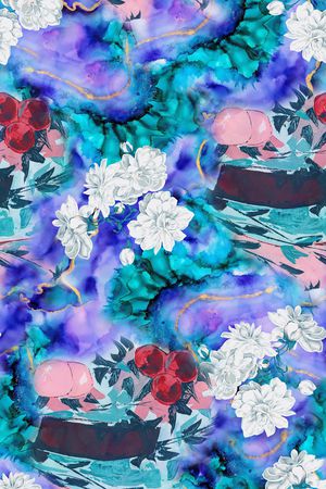 抽象花卉印花华亿平台图片