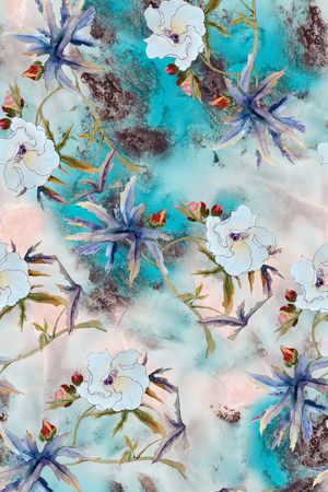 清爽底花卉印花华亿平台图片