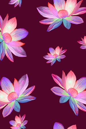 手绘荷花印花华亿平台图片