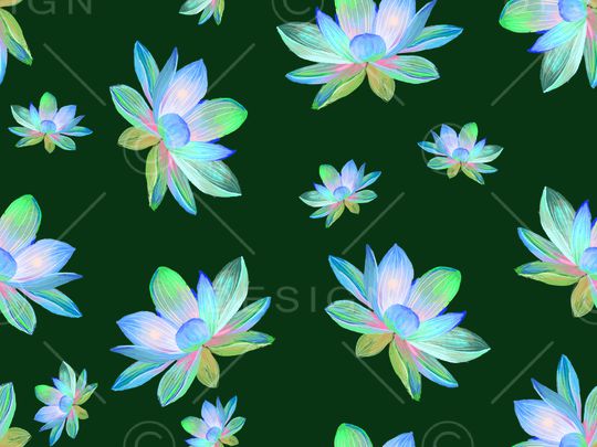 手绘荷花印花华亿平台图片