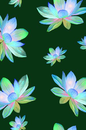 手绘荷花印花华亿平台图片