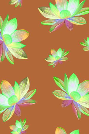 手绘荷花印花华亿平台图片