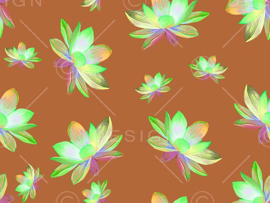 手绘荷花印花华亿平台图片