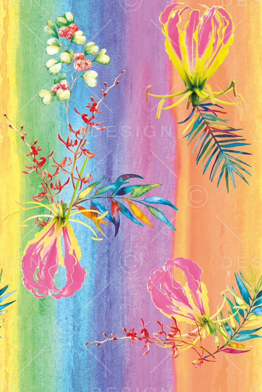 手绘花卉印花华亿平台图片