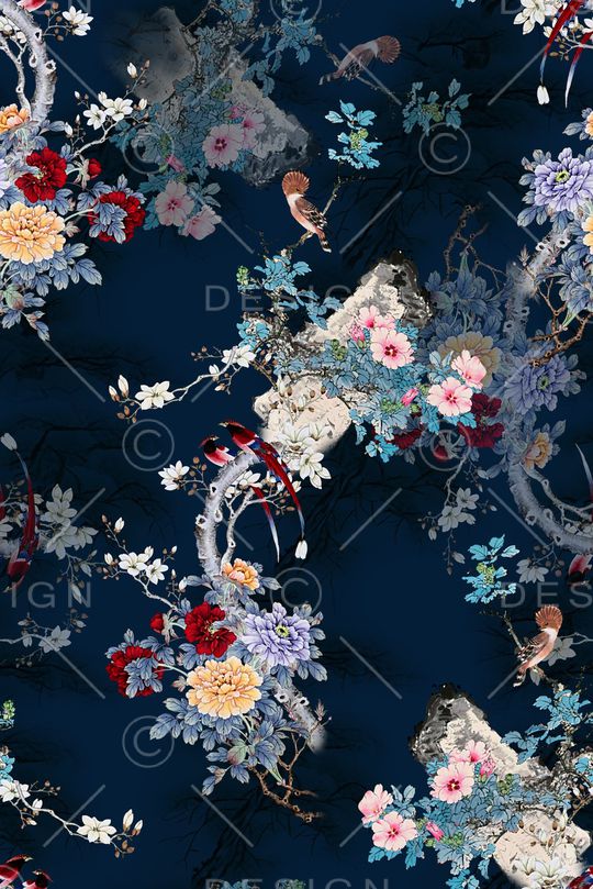 花鸟印花华亿平台图片