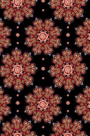 黑底花卉印花华亿平台图片