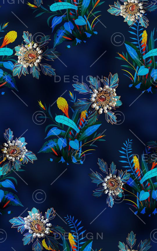 抽象花卉印花华亿平台图片