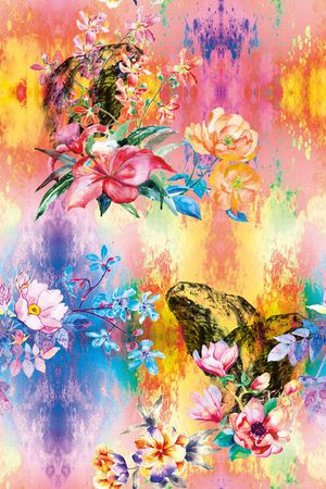 手绘花卉印花华亿平台图片