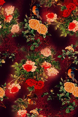 花鸟印花华亿平台图片