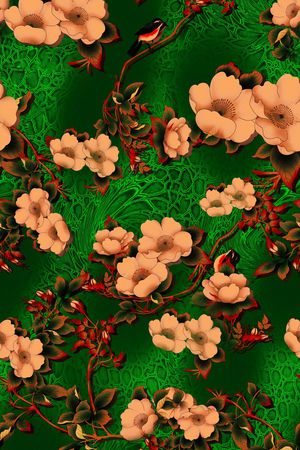 花鸟印花华亿平台图片