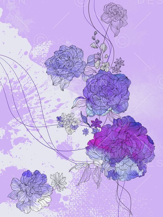 水彩花卉印花华亿平台图片