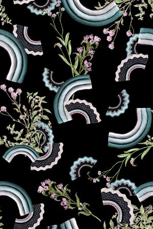 抽象花卉印花华亿平台图片