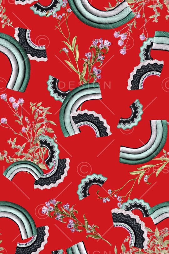 抽象花卉印花华亿平台图片