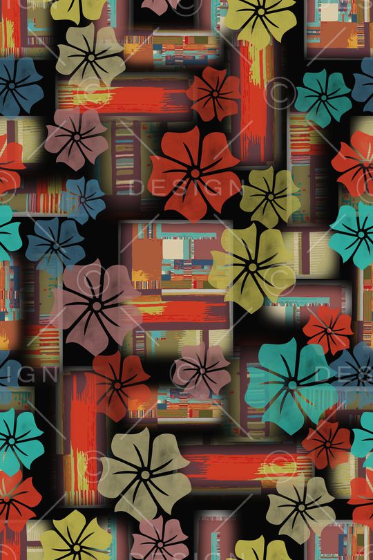 几何花卉印花华亿平台图片