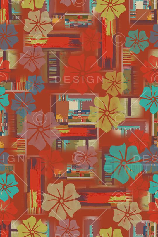 几何花卉印花华亿平台图片