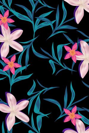 黑底花卉印花华亿平台图片