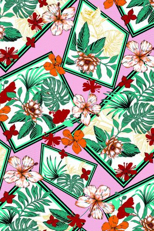 几何花卉印花华亿平台图片