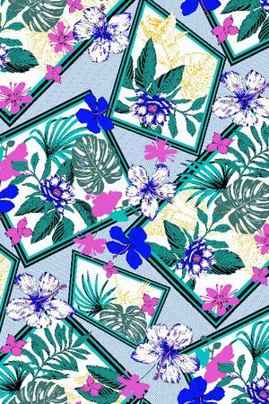 几何花卉印花华亿平台图片