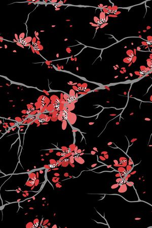 黑底花卉印花华亿平台图片