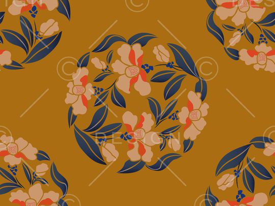 团花花卉印花华亿平台图片