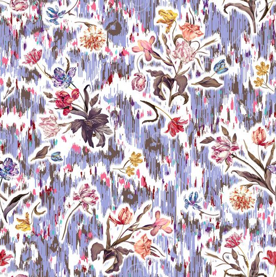 复古油画花卉印花华亿平台图片