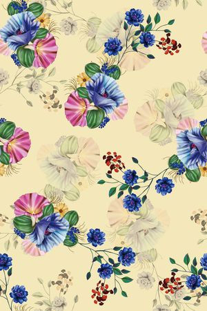 水彩花卉印花华亿平台图片