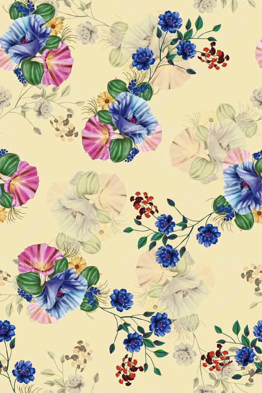 水彩花卉印花华亿平台图片