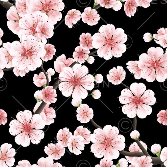 黑底花卉印花华亿平台图片