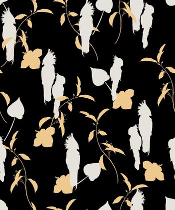 黑底花卉印花华亿平台图片