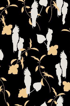 黑底花卉印花华亿平台图片