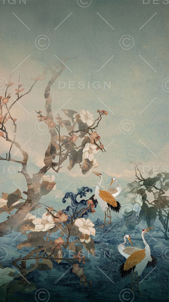 仙鹤印花华亿平台图片