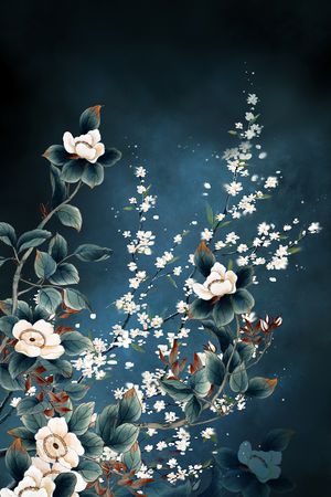 中国风定位花印花华亿平台图片