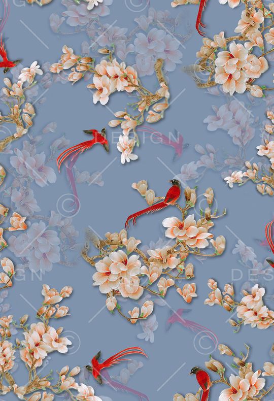 花鸟印花华亿平台图片