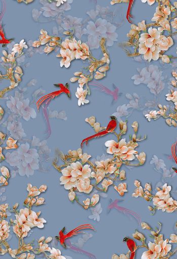 花鸟印花华亿平台图片