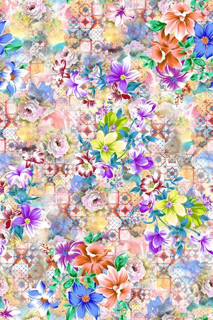 手绘花卉印花华亿平台图片