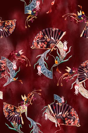 扇子印花华亿平台图片