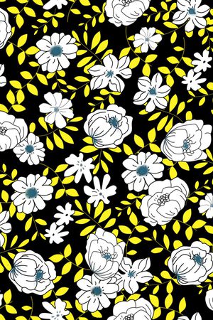 黑底花卉印花华亿平台图片