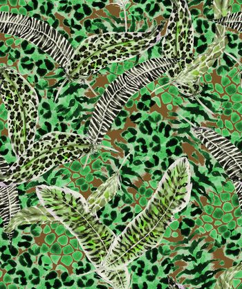 1284874-191220豹纹羽毛绿色